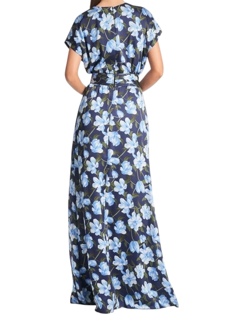 NWT SACHIN + BABI Ocean Blue Magnolia Short Sleeve V-Neck Dress Gown Size 6 - Picture 3 of 5